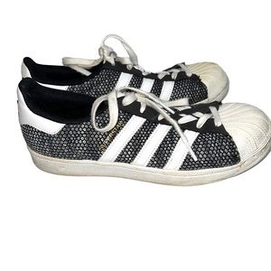 Adidas Women's Size 6.5 Ortholite Superstar Sneakers Black Tweed